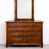 Chest of drawers with 4 drawers in cherry wood with a mirror in classic style – beautiful dimensions.