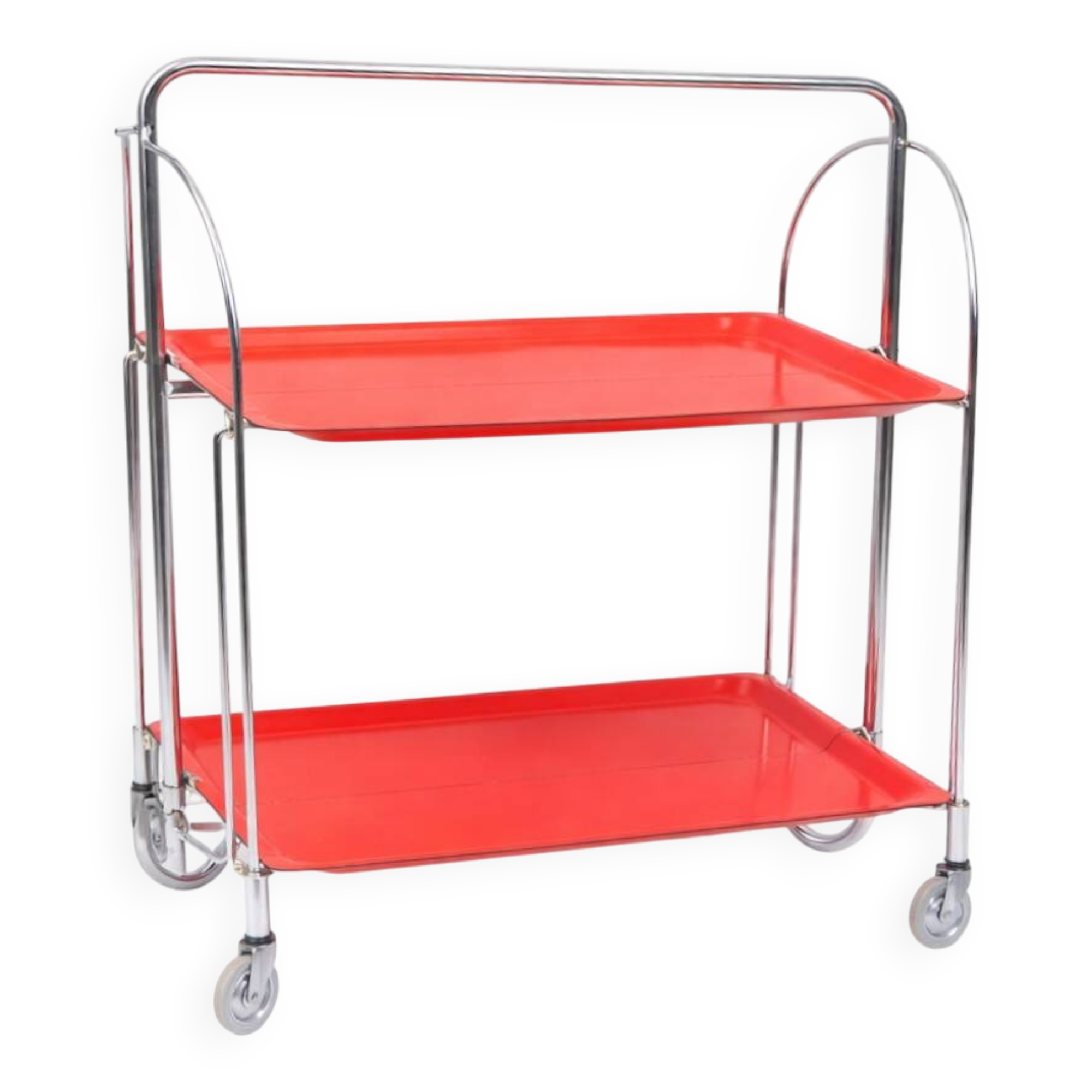 Table bar pliante en métal et panneau composite Dinett, rouge