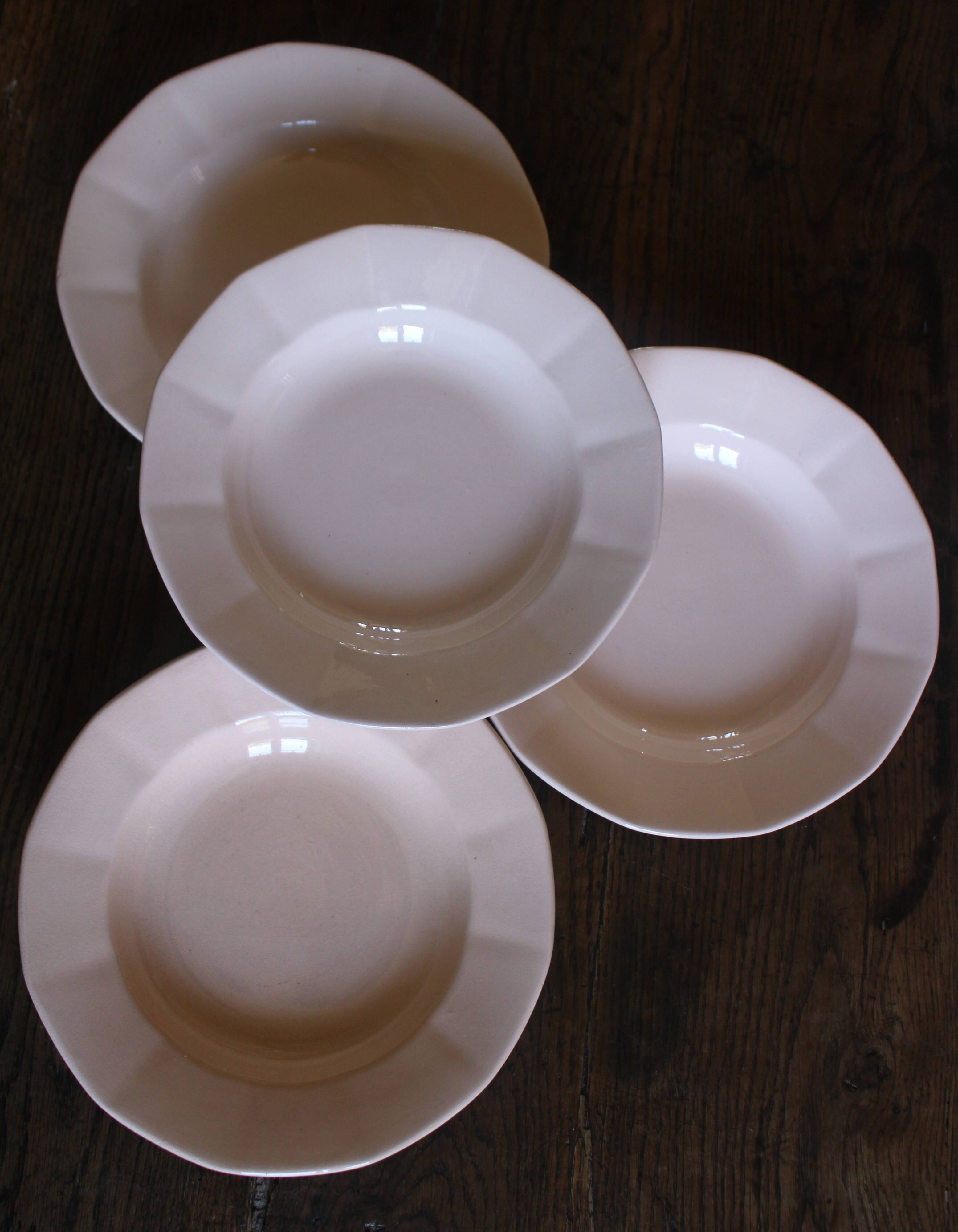 5 assiettes creuses rose Digoin Sarreguemines