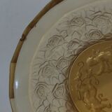Ancienne coupelle vide poche en verre jaune doré
