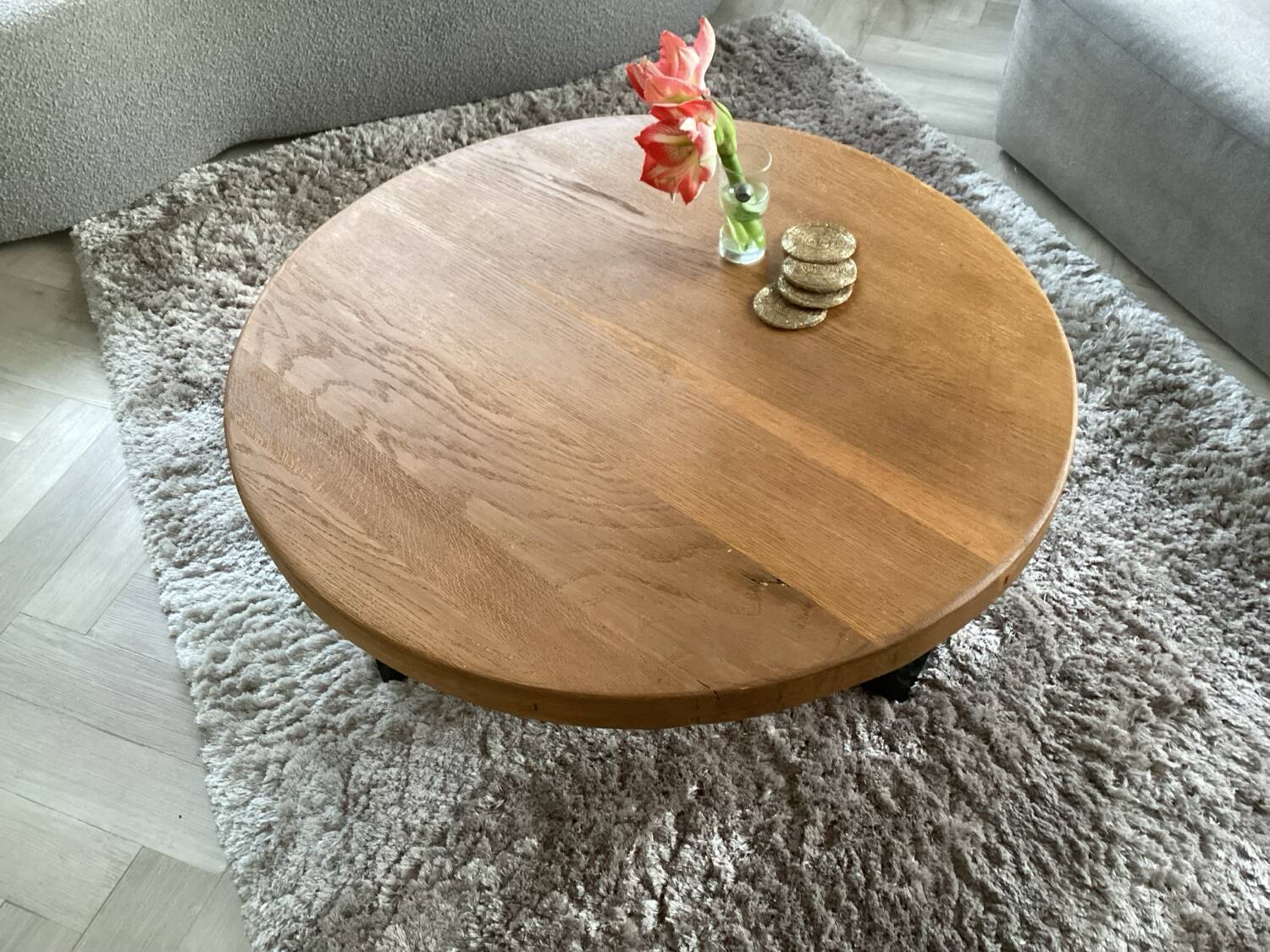 Oak Coffee table tree legs , 1970 Midcentury