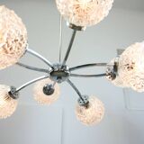 Mid-century Italian 8-Arm Chrome and Crystal Chandelier, 1960s