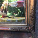 Golden mirror with gold leaf 79 x 53 cm