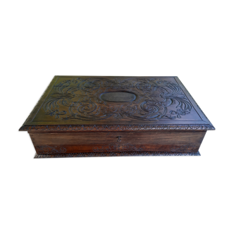 Large carved wooden box