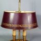 Lampe bouillote style Empire bronze doré abat-jour métal bordeaux C548