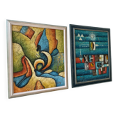 Deux peintures du milieu du 20e siècle par B. Long.