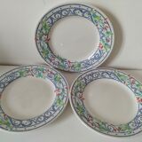 3 plates Churchill England mosaic and floral design