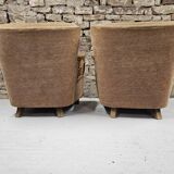 Pair of 50" Brutalist armchairs