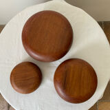 Set of three wooden salad bowls
