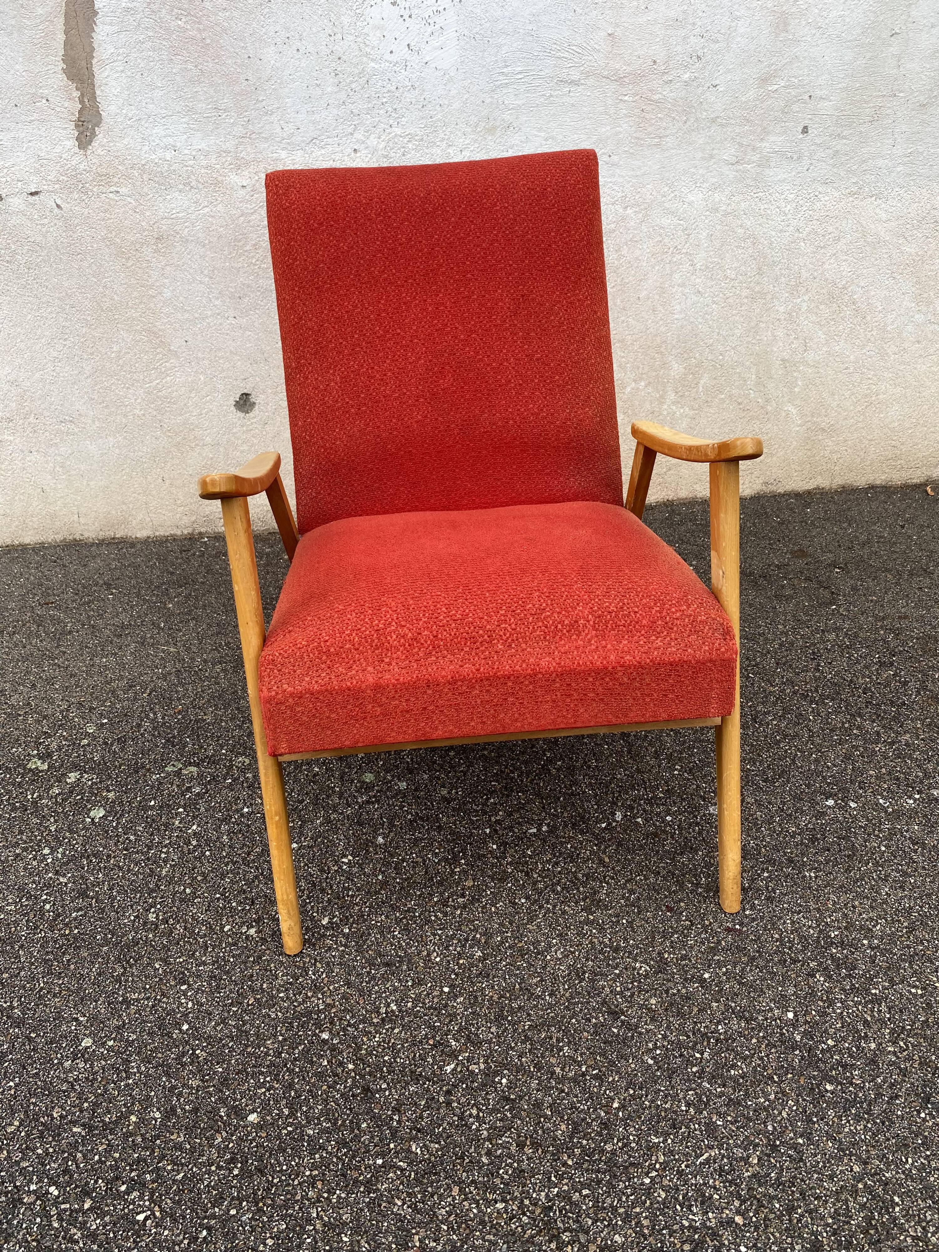 Red boomerang armchair