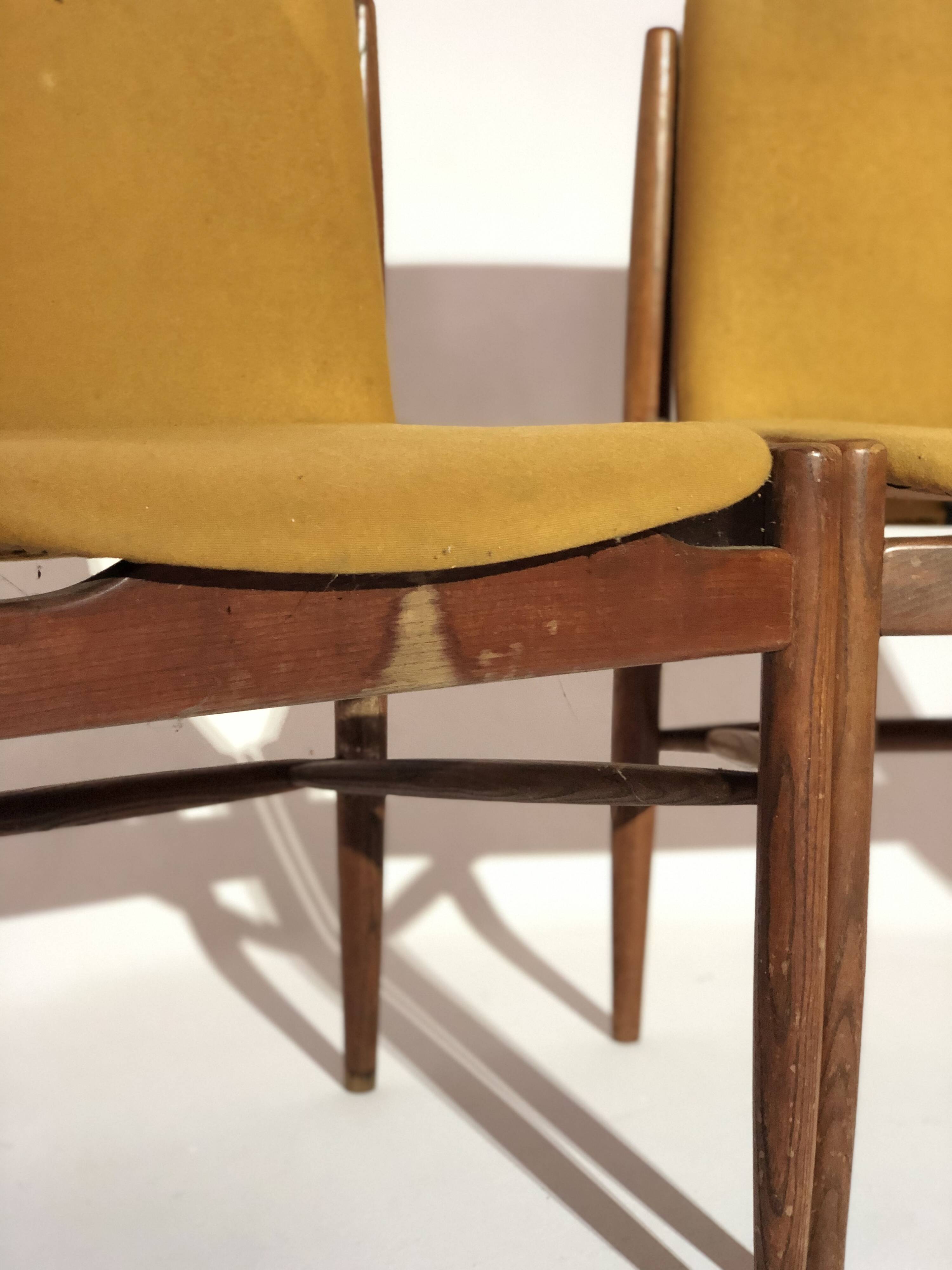 Set of 4 italian style chairs 1960 - rosewood and fabric