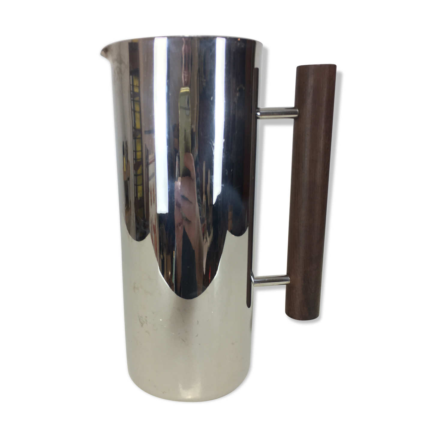 Scandinavian pitcher by Guy Degrenne, stainless steel and wood