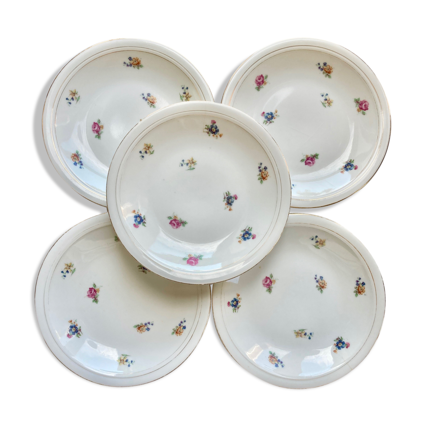 Set de 5 assiettes à dessert décor fleurs