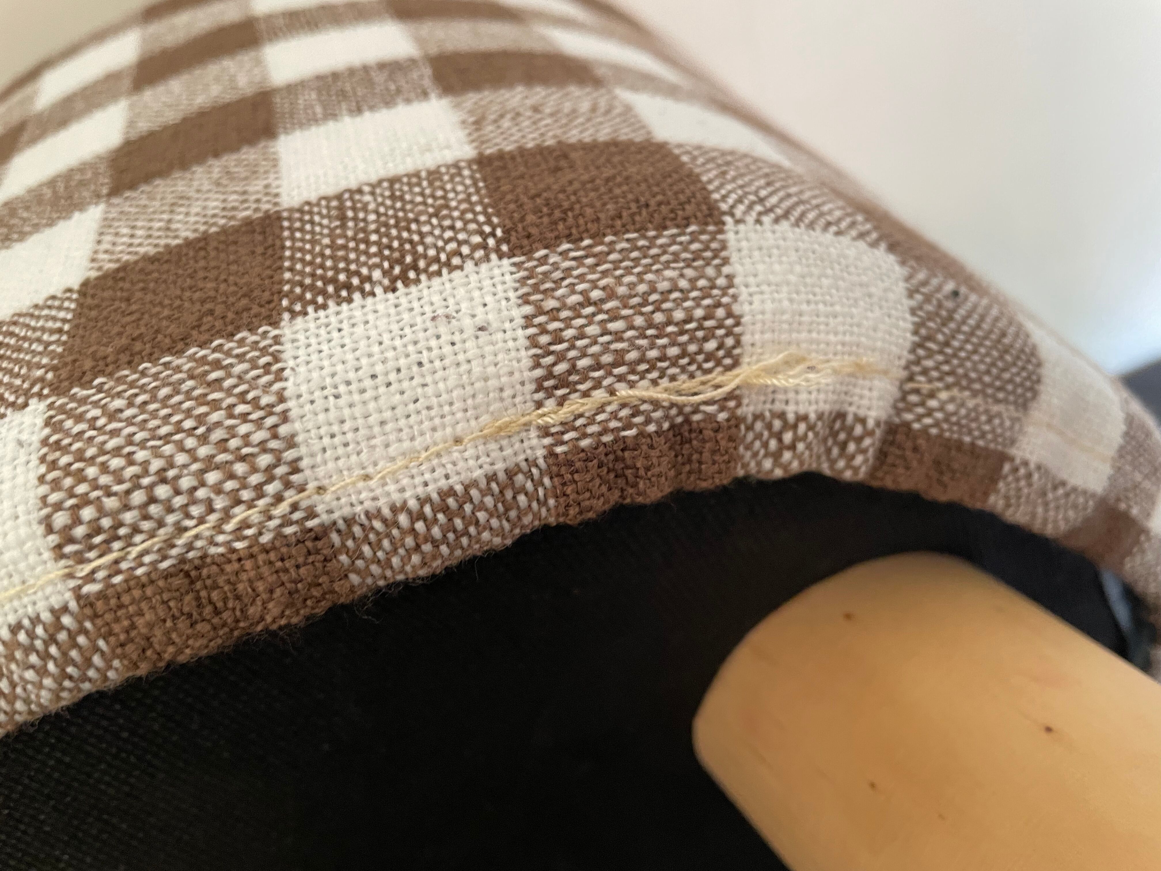 Children's pouf in Vichy chocolate fabric H28 X L 24