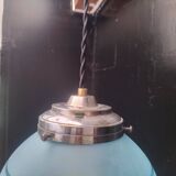 Suspension boule en verre bleuté
