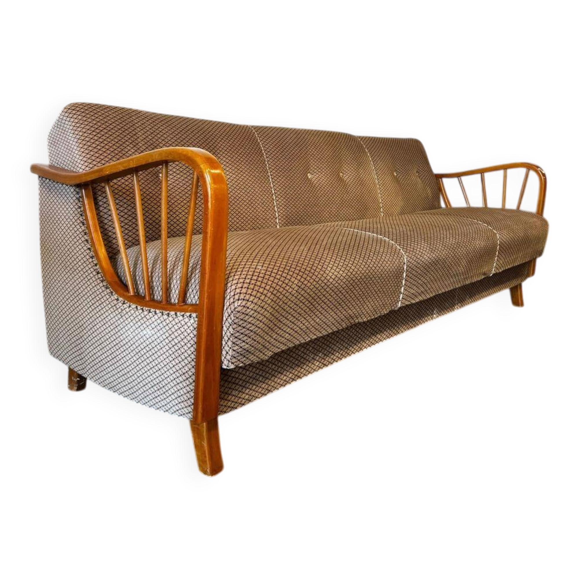 Canapé vintage en bois / canapé-lit / canapé