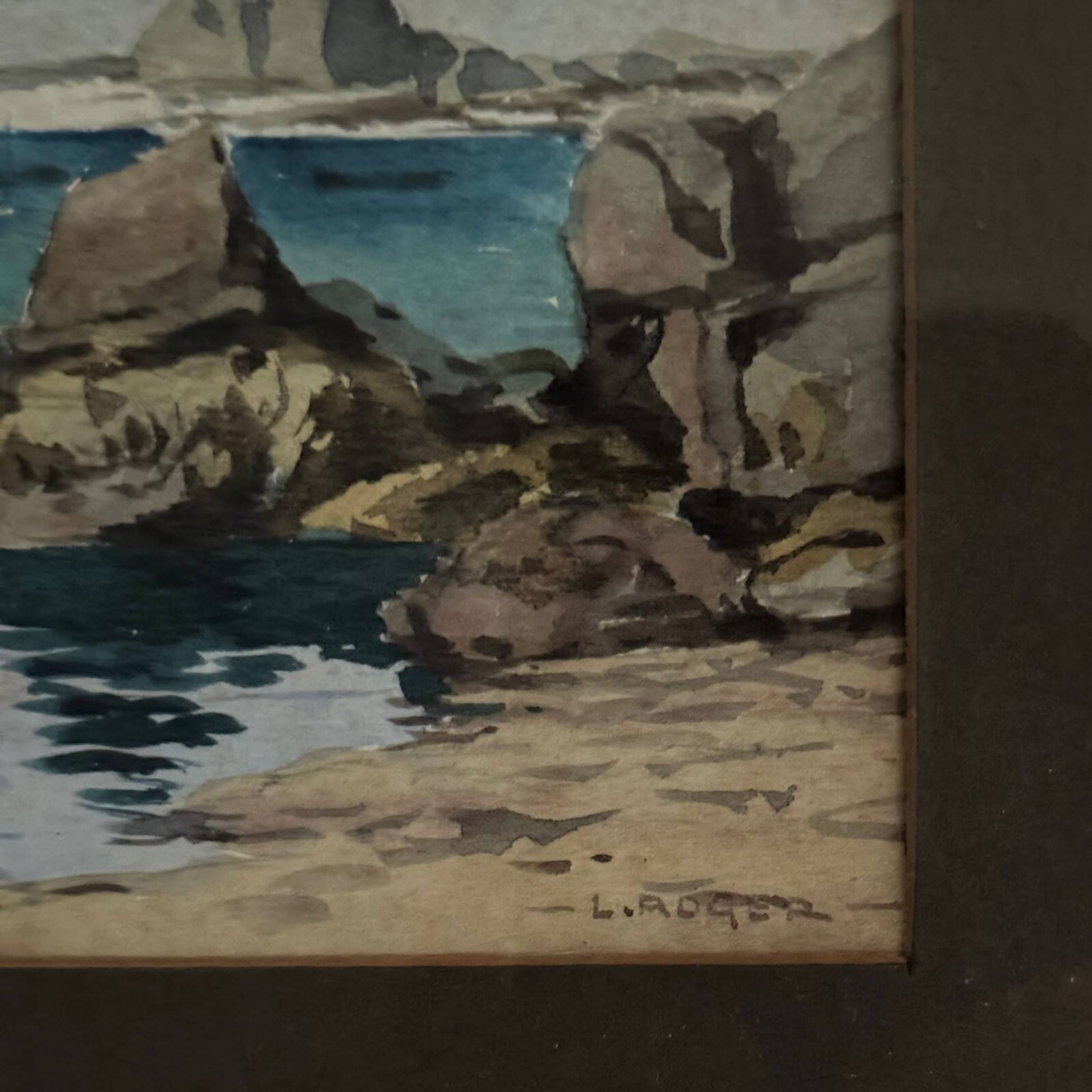 Aquarelles sur papier représentant des côtes rocheuses par L. Roger, XXe
