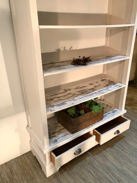 Bookcase, shelf, storage cabinet in solid wood white