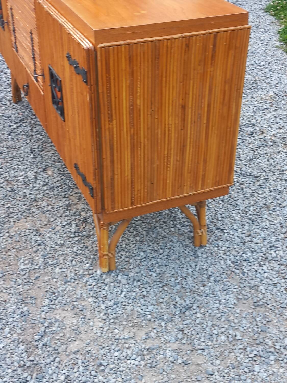 Vintage dining room attributed to Audoux and Minet in bamboo and rattan