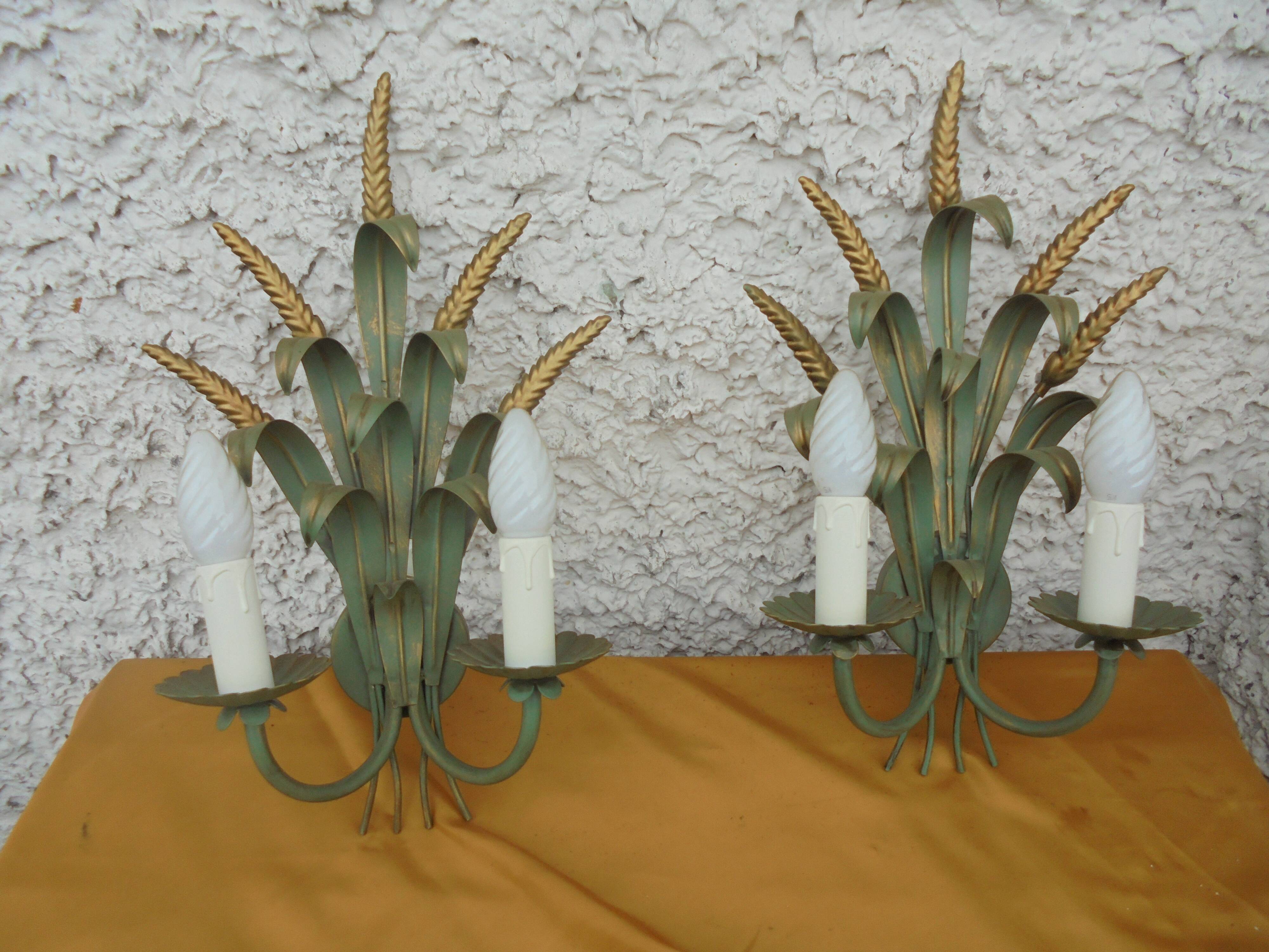 Pair of vintage epi de blé wall lamps