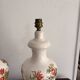 Antique Pair of Ceramic Floral Bulbous Lamps Shabby Chic