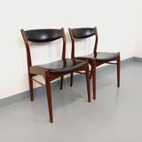Pair of vintage Scandinavian teak and skai chairs from the 50s and 60s