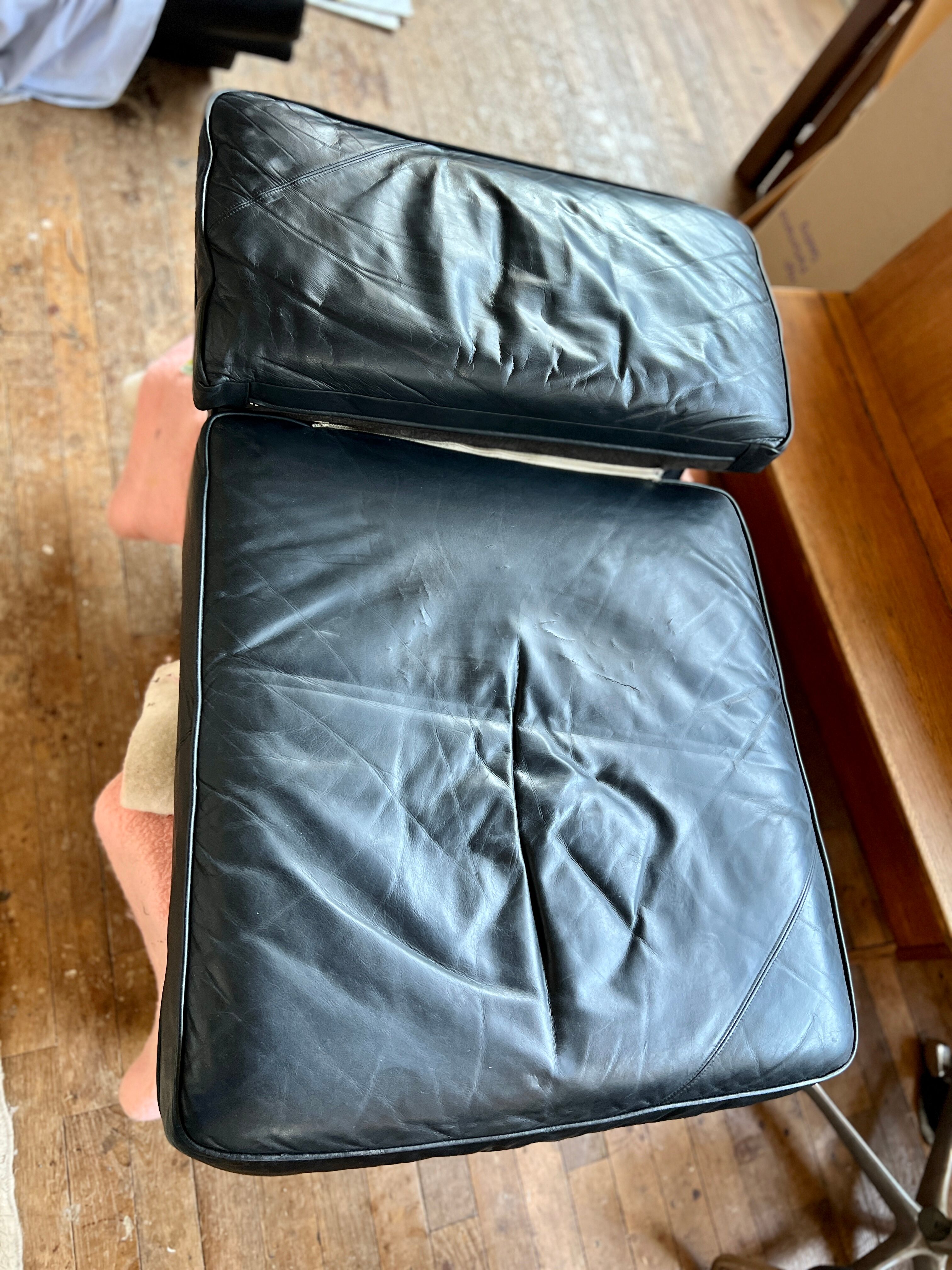 Canape seltz elm and leather design 1960