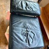 Canape seltz elm and leather design 1960
