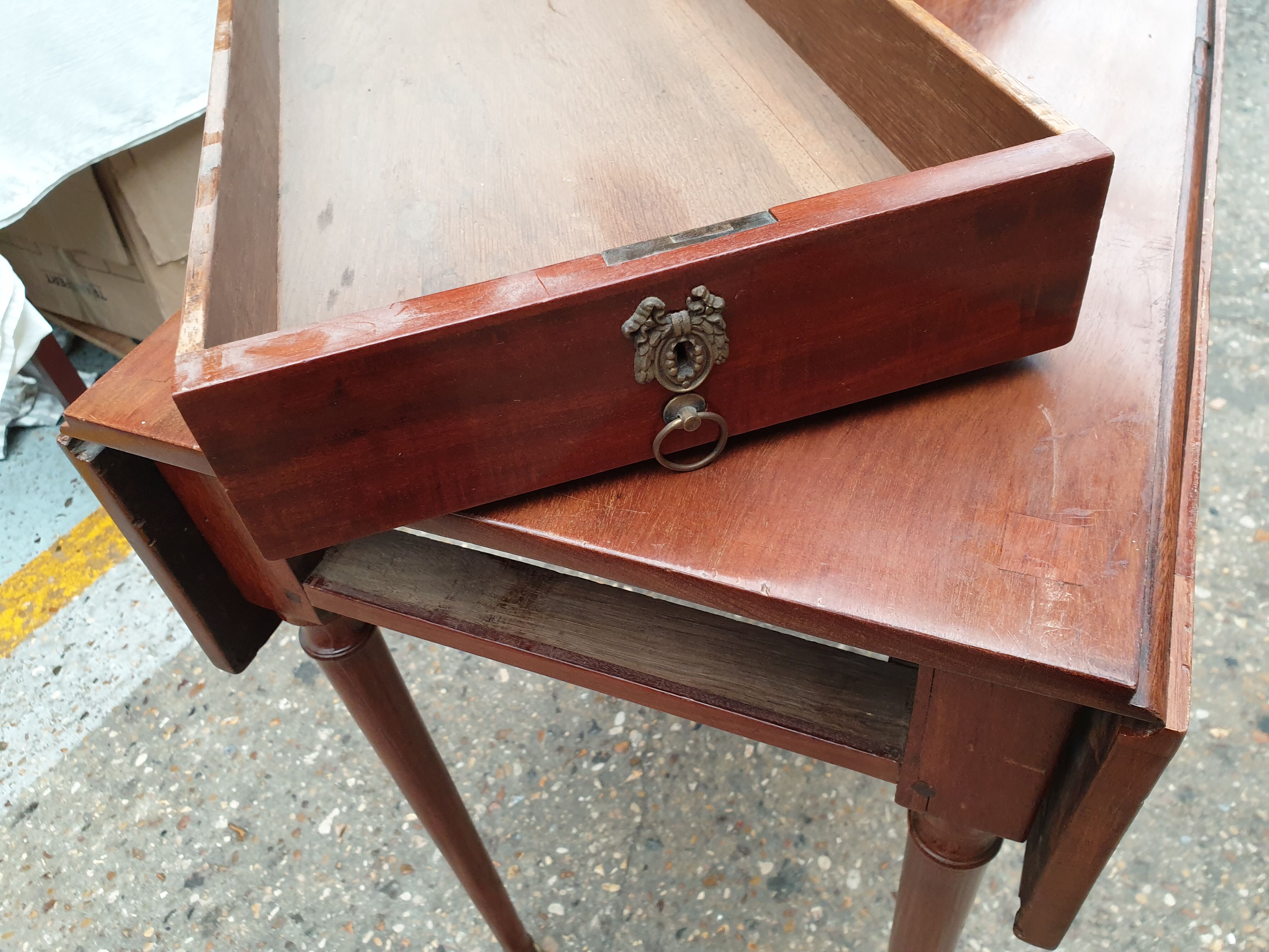 Old table with wooden shutters