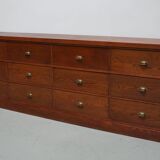 Grand buffet/armoire de magasin Art déco vintage en chêne hollandais, années 1930