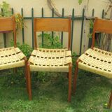 Three Scandinavian chairs - seated in braided rope
