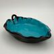 Vintage blue and black enameled ceramic trinket dish - 1960s-1970s