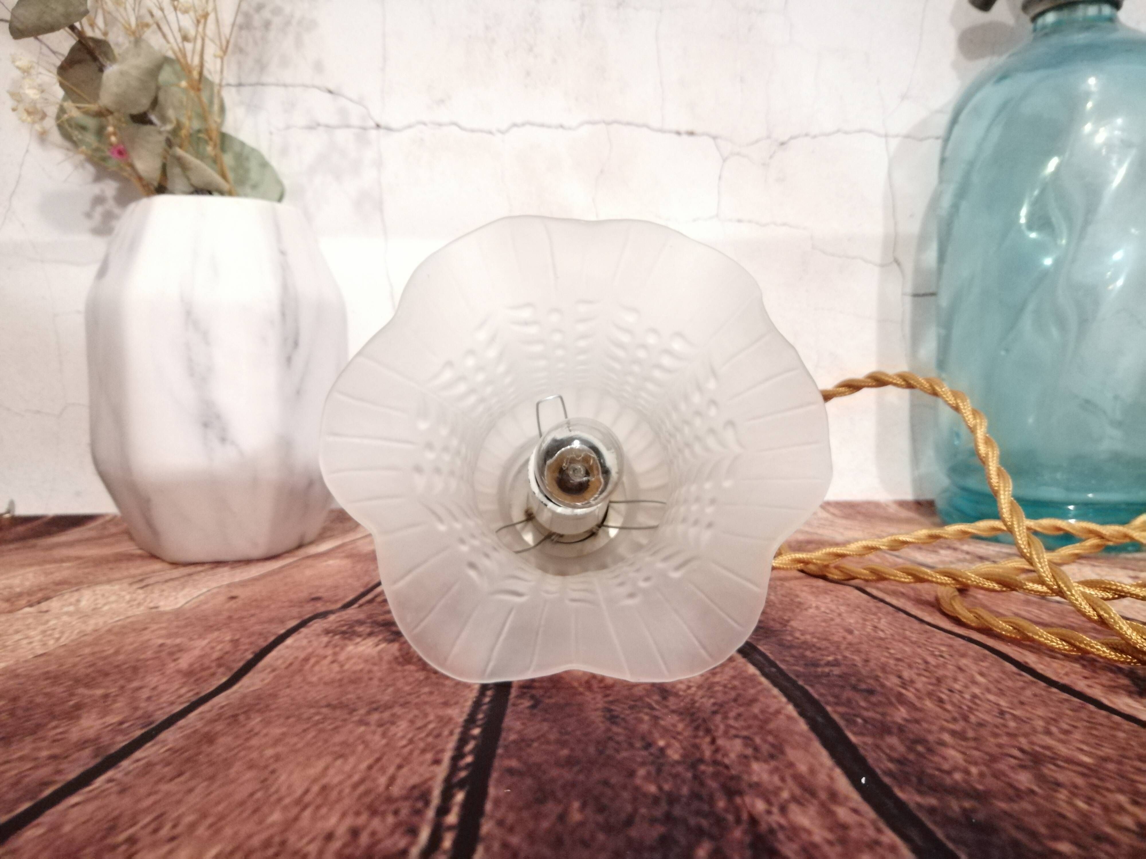 Lampe baladeuse globe tulipe en verre poli avec fil doré de 2,10 m