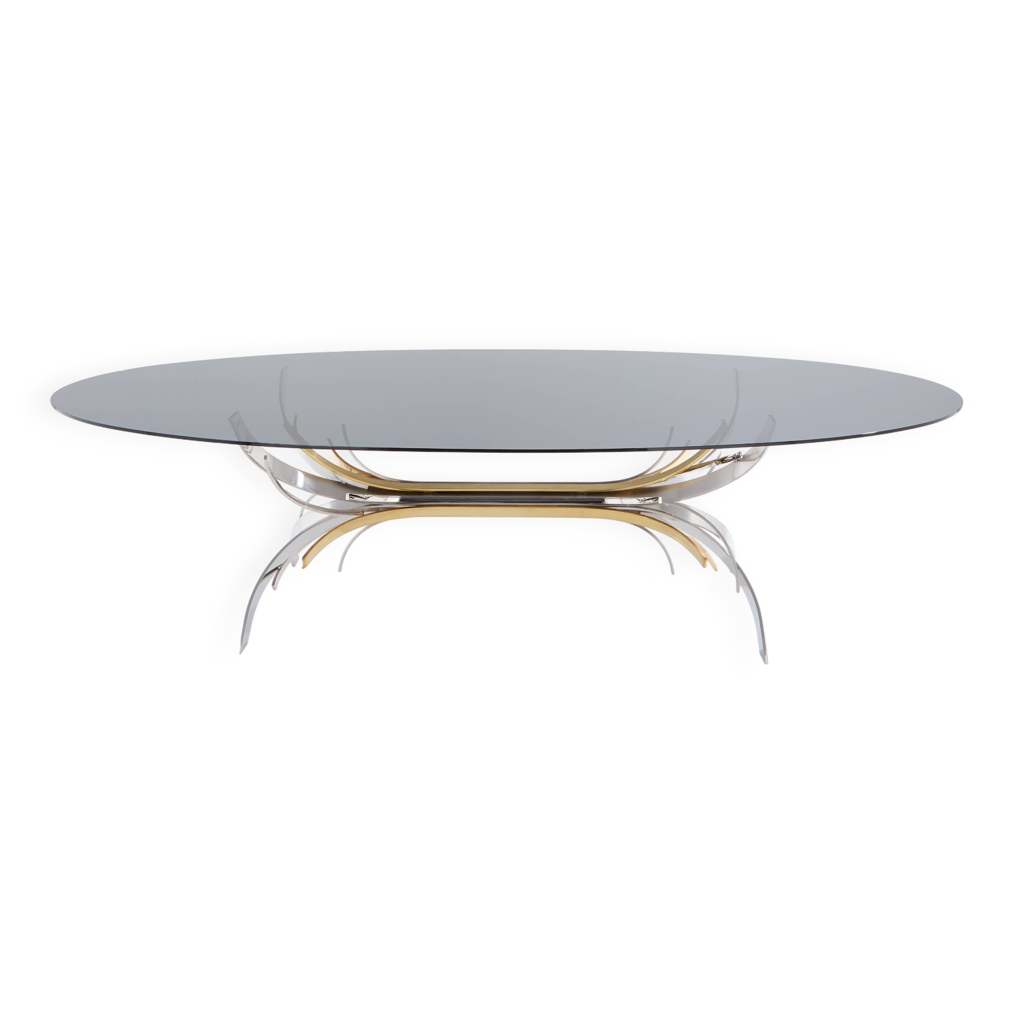 Maria Pergay steel and brass dining table Gerbe 1970