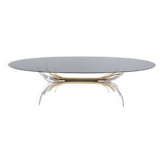 Maria Pergay steel and brass dining table Gerbe 1970