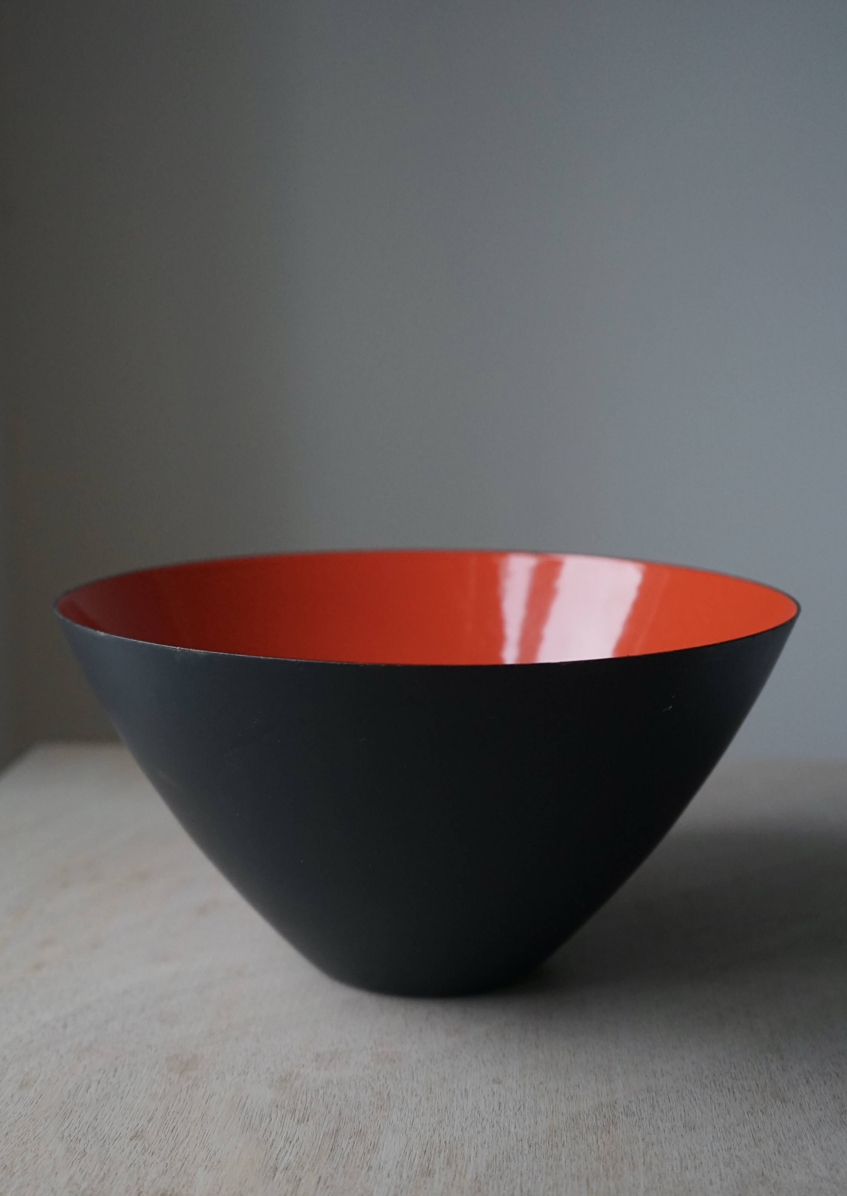Black and Red Krenit Bowl by Herbert Krenchel, Denmark
