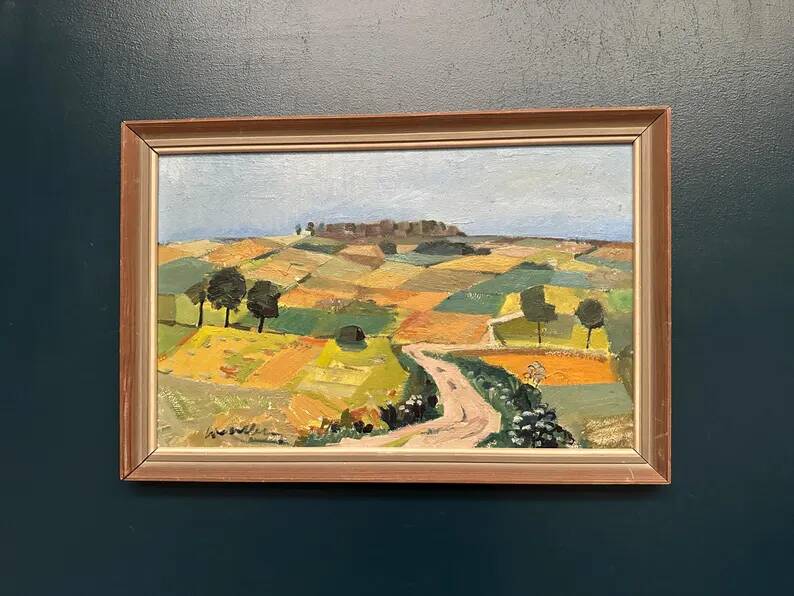 Swedish Oil on Panel “Landscape” by Tage Gavik, Signed, Vintage & Framed