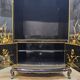 Vintage Chinese cabinet with gold leaf, flowers and peacock/ bohemian