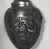 Ewer, Mauro Manetti art foundry, floral embossed decoration and bird's head handle