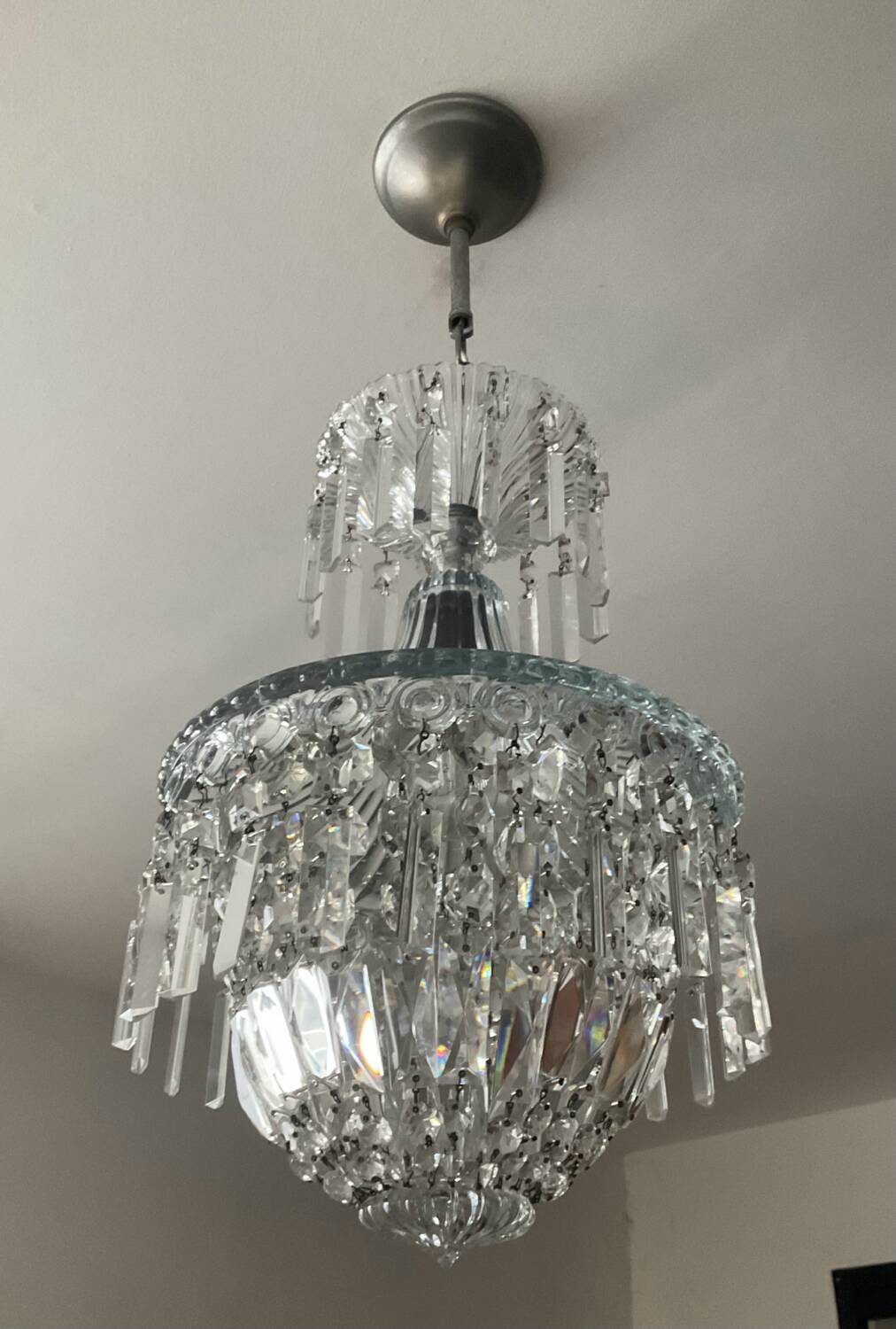 Bohemian crystal basket chandelier