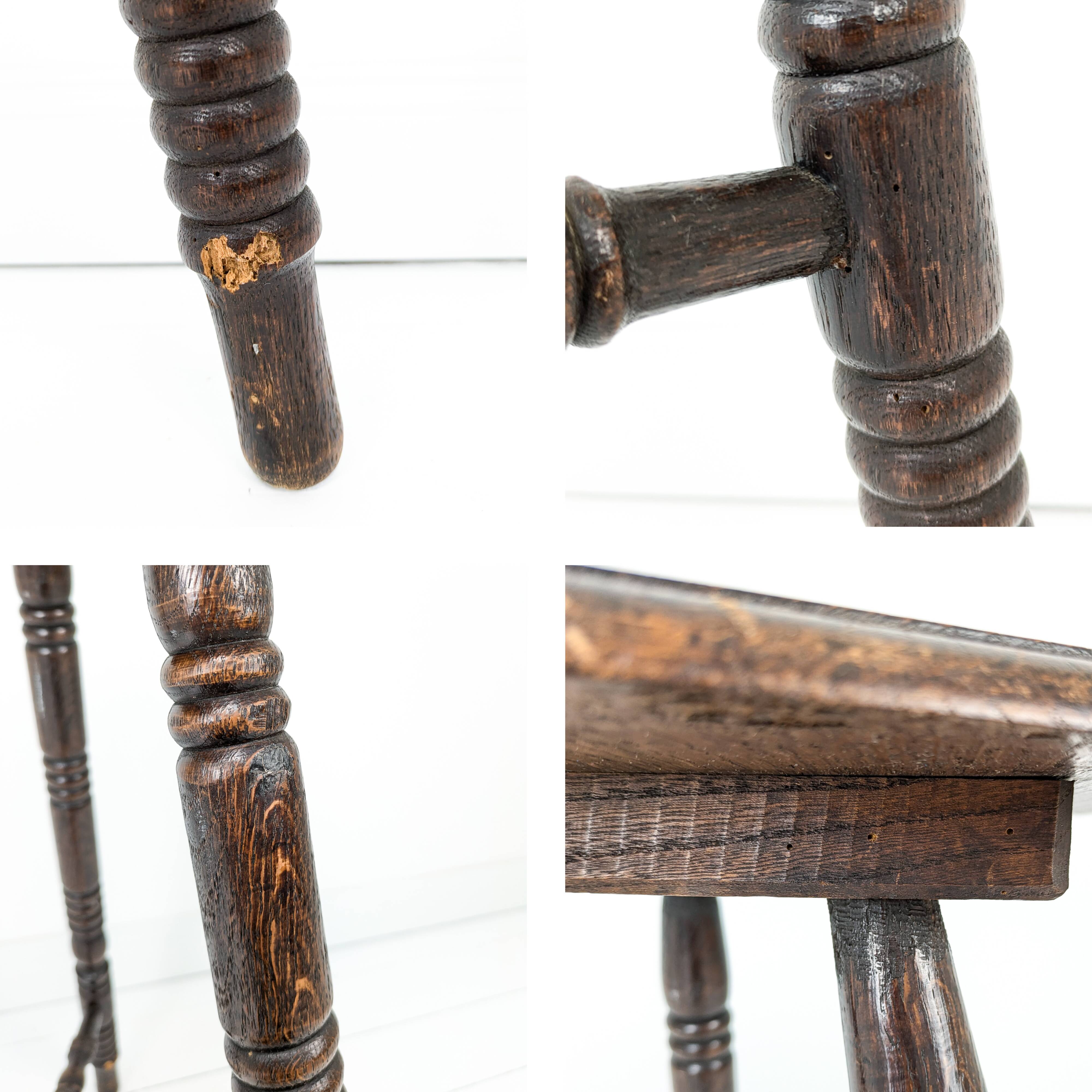 Vintage Table d'Appoint Tripode Polygone Sculpté à la main Tourné en bois massif Travail manuel Grün