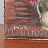 Oil on canvas still life bouquet of roses
