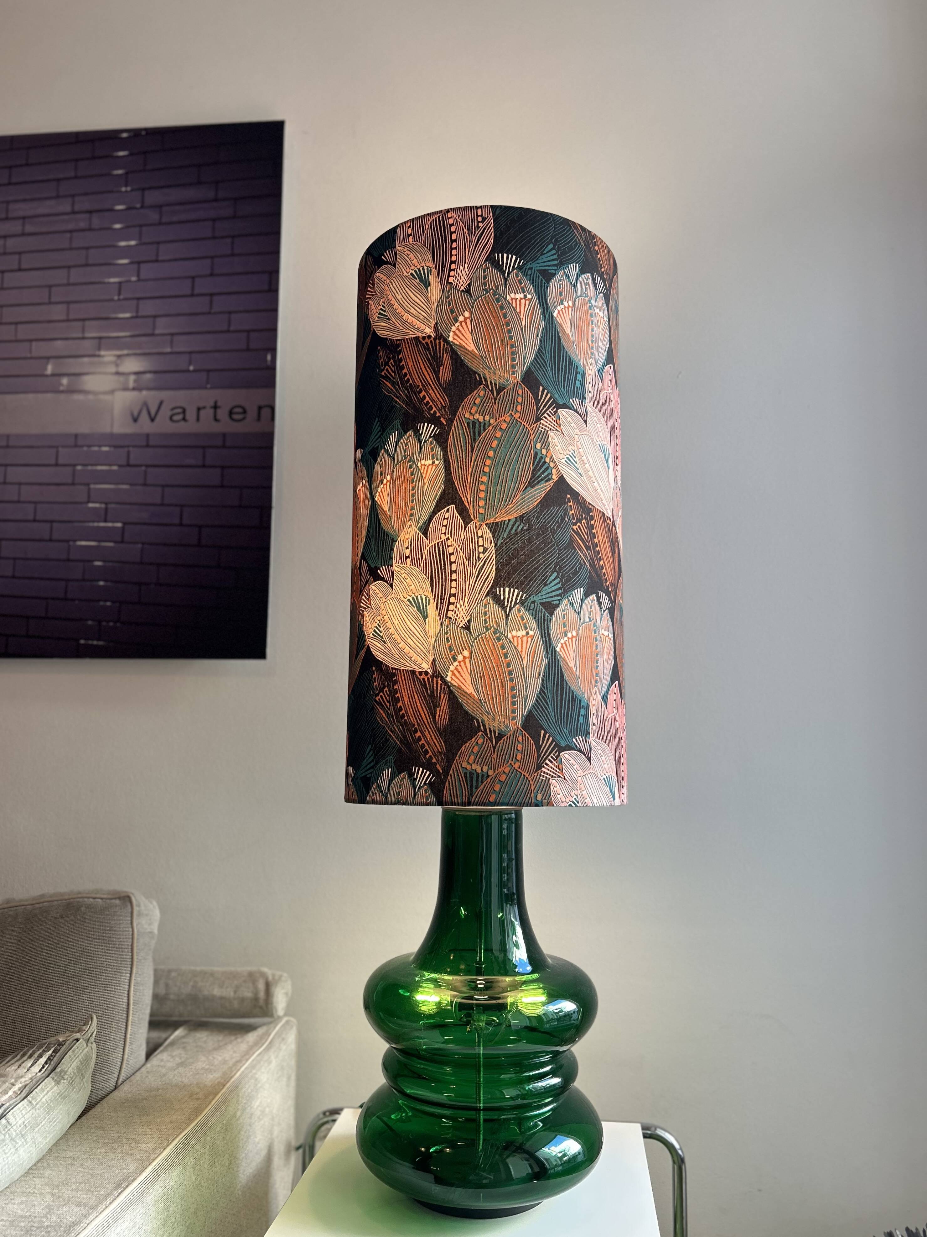 Vintage Doria lamp in green opaline glass with internal lighting by Doria Leuchten, 1970s.