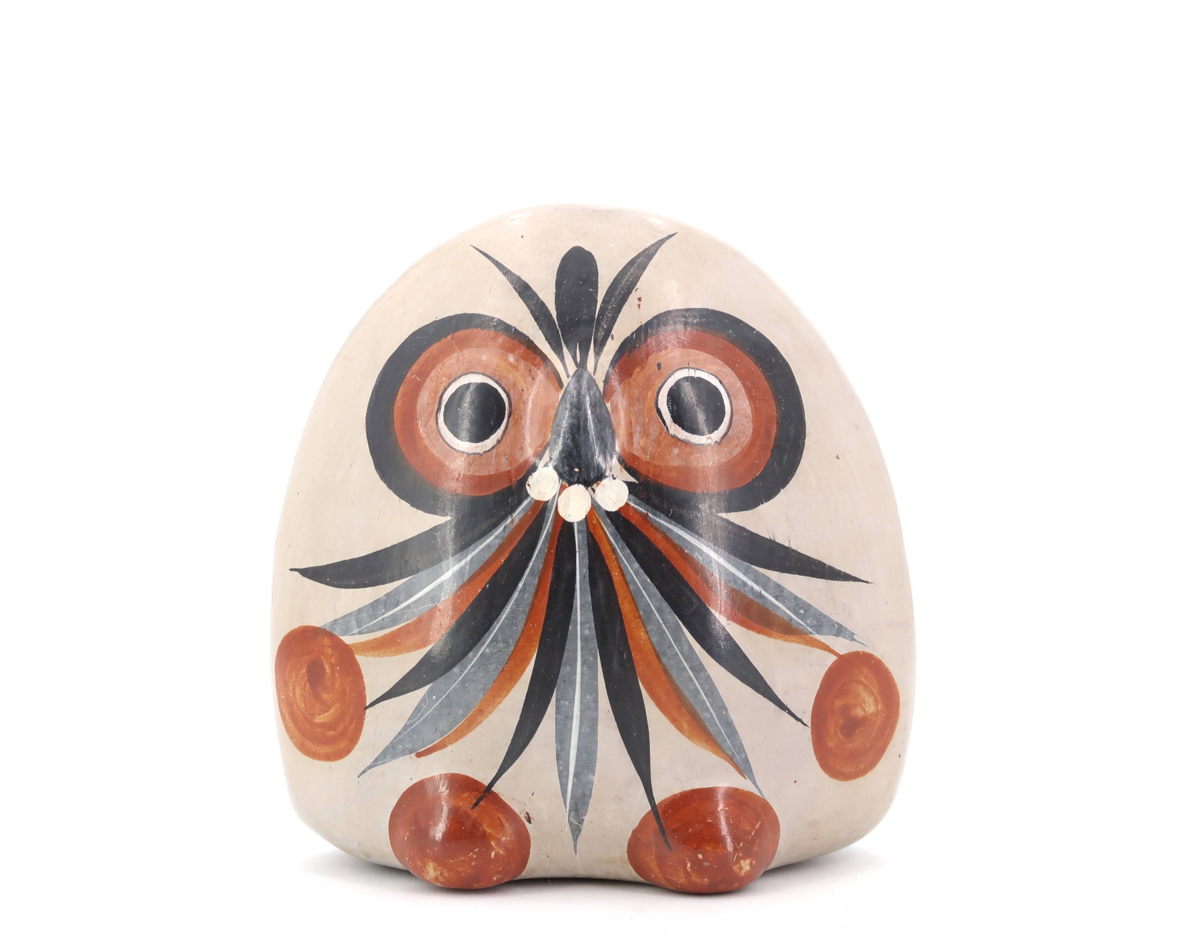 Mexican ceramic owl signed V Silva