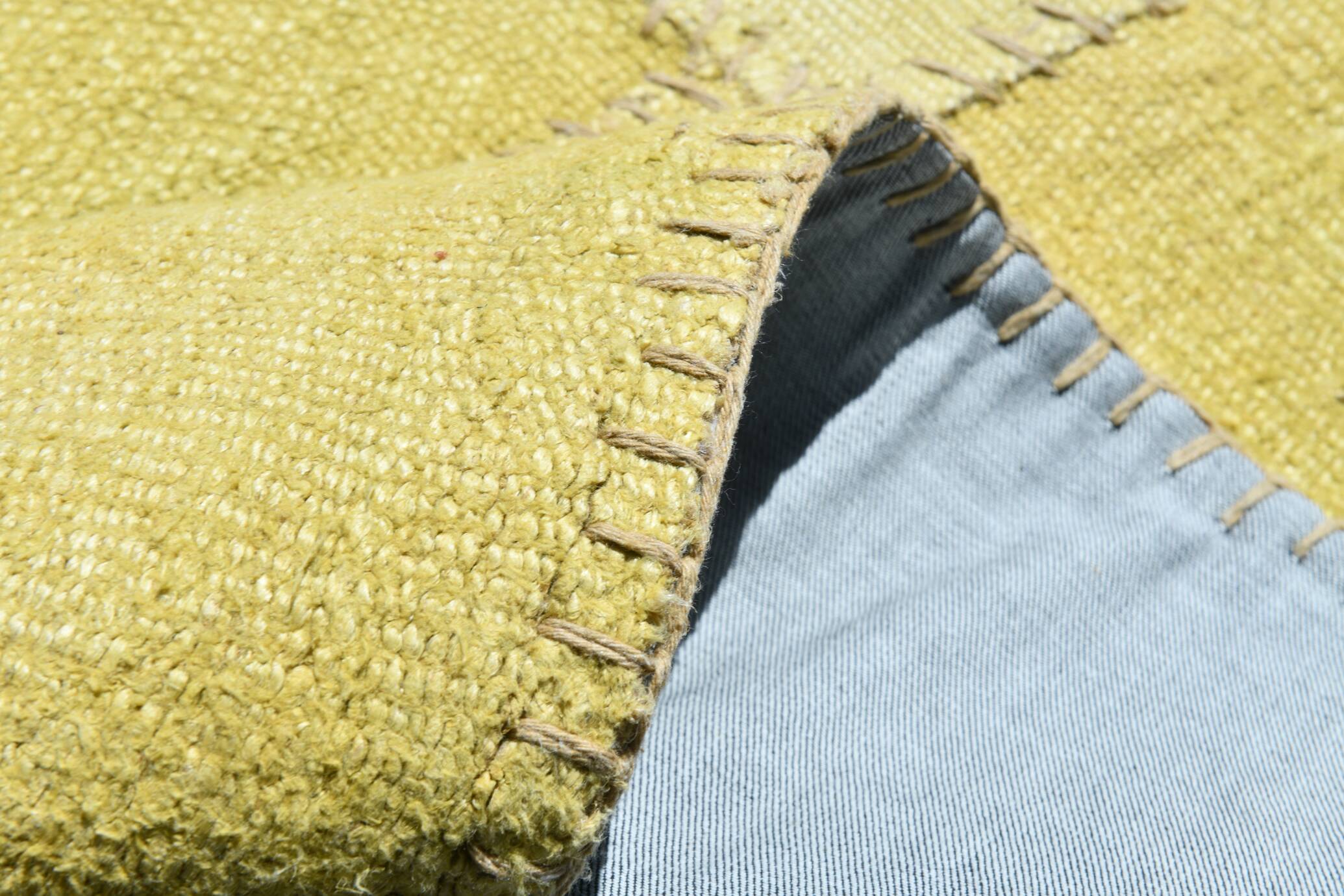 Mustard Yellow Decorative Turkish Kilim Carpet Rug, 212x305 Cm