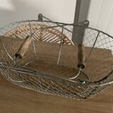 Panier vintage en metal et bois