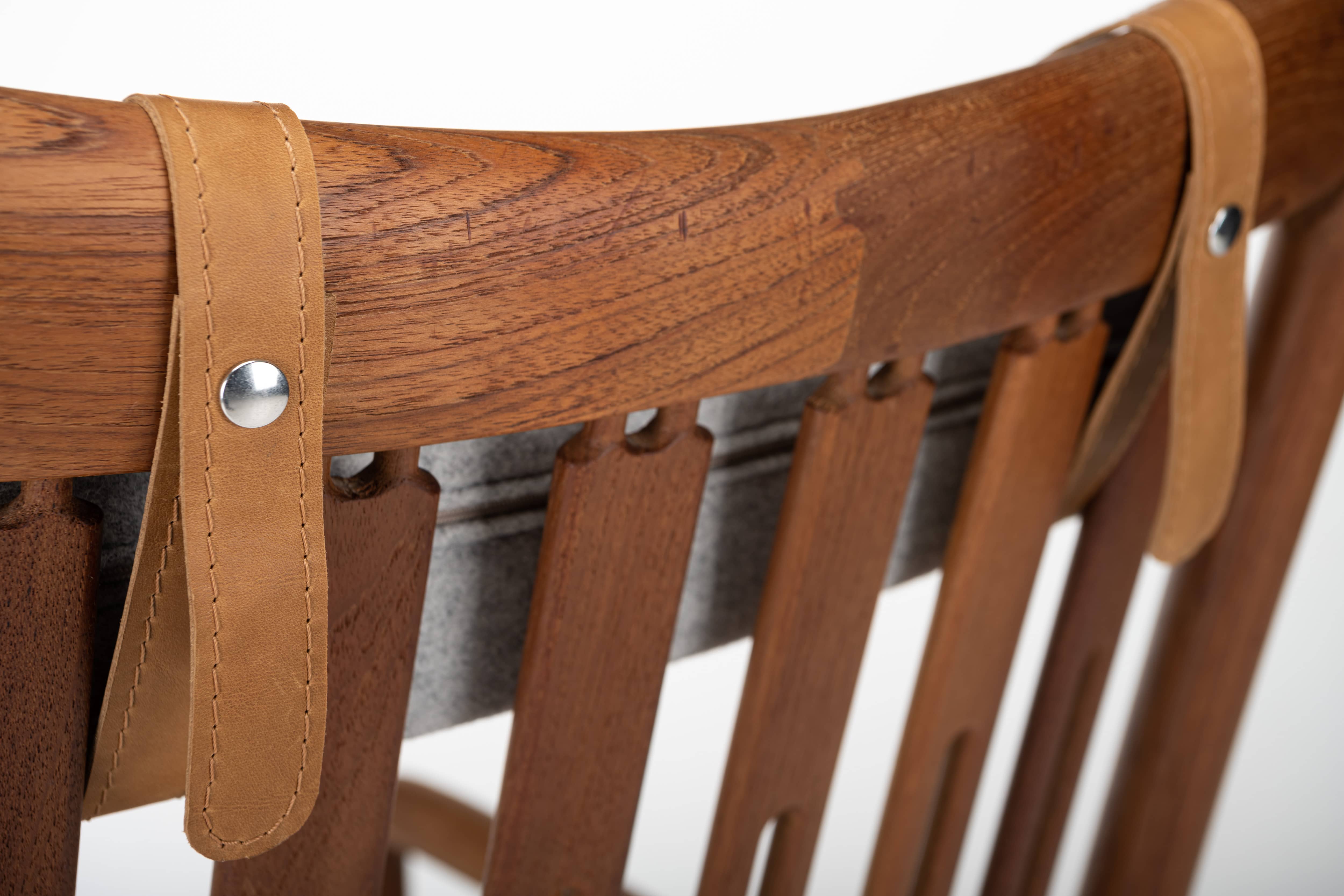 Rocking chair by Hans Olsen for Juul Kristensen in grey felt