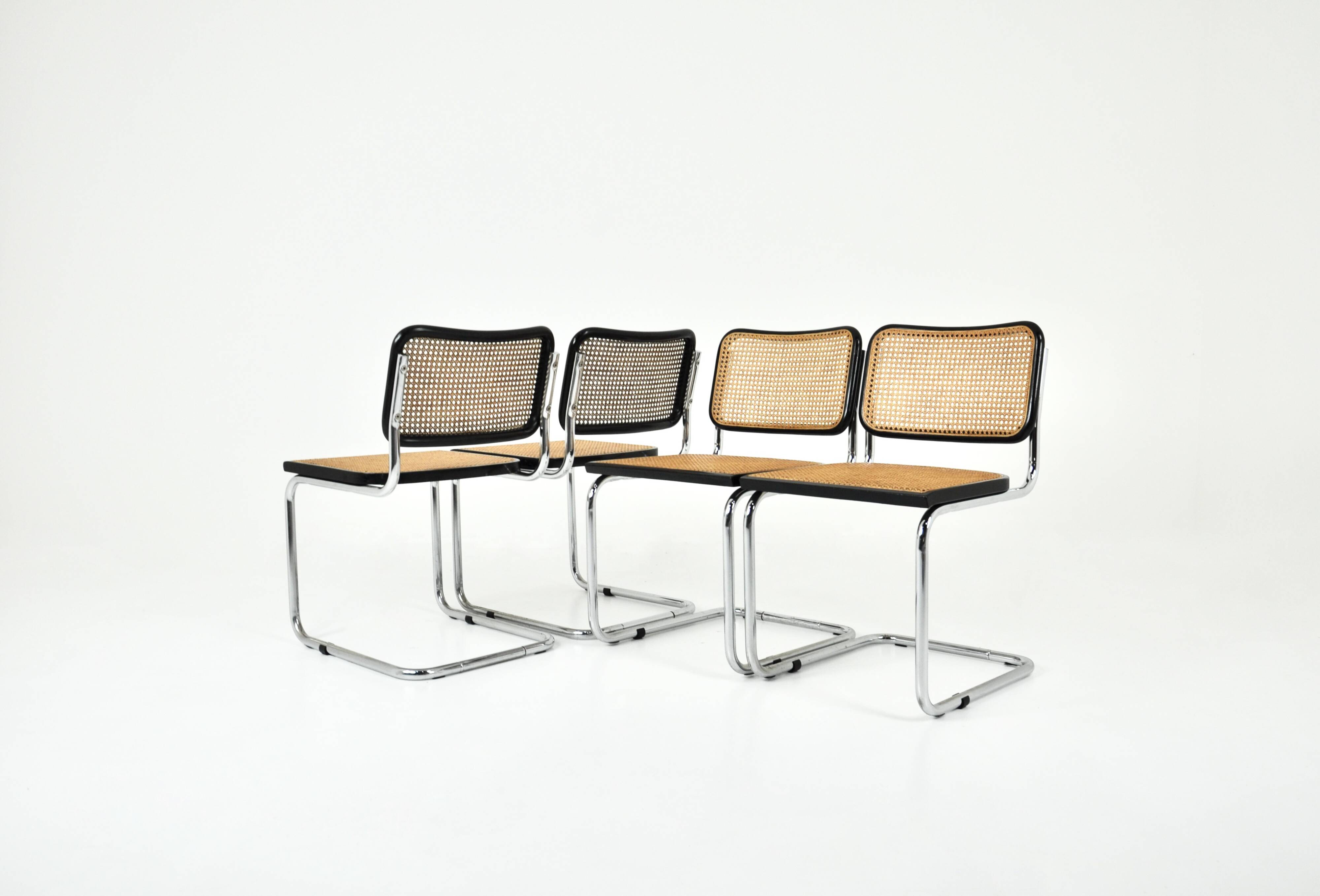 Set of 4 B32 Style Dining Chairs by Marcel Breuer