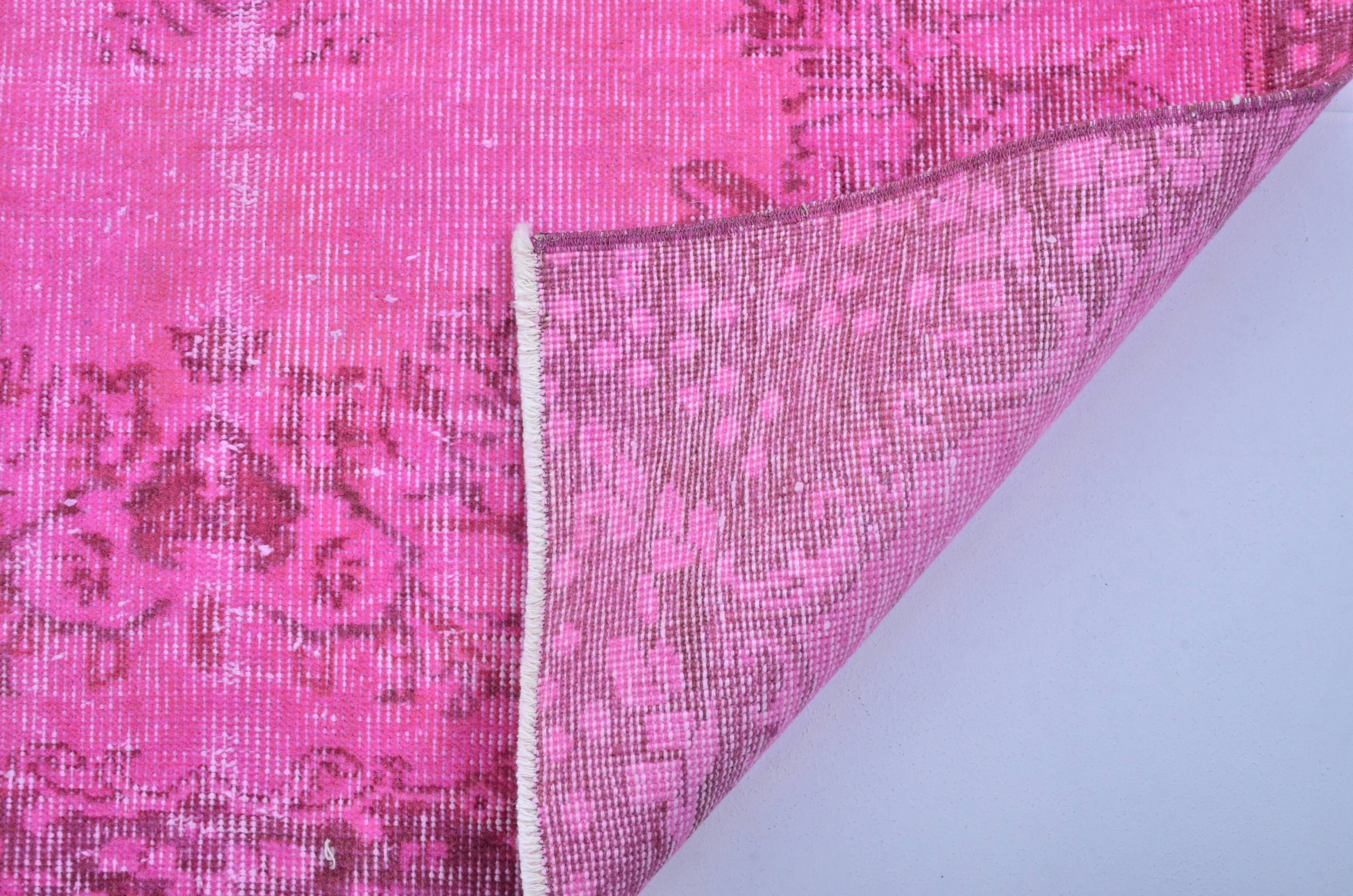 Oushak Floor Pink Wool Carpet 3148