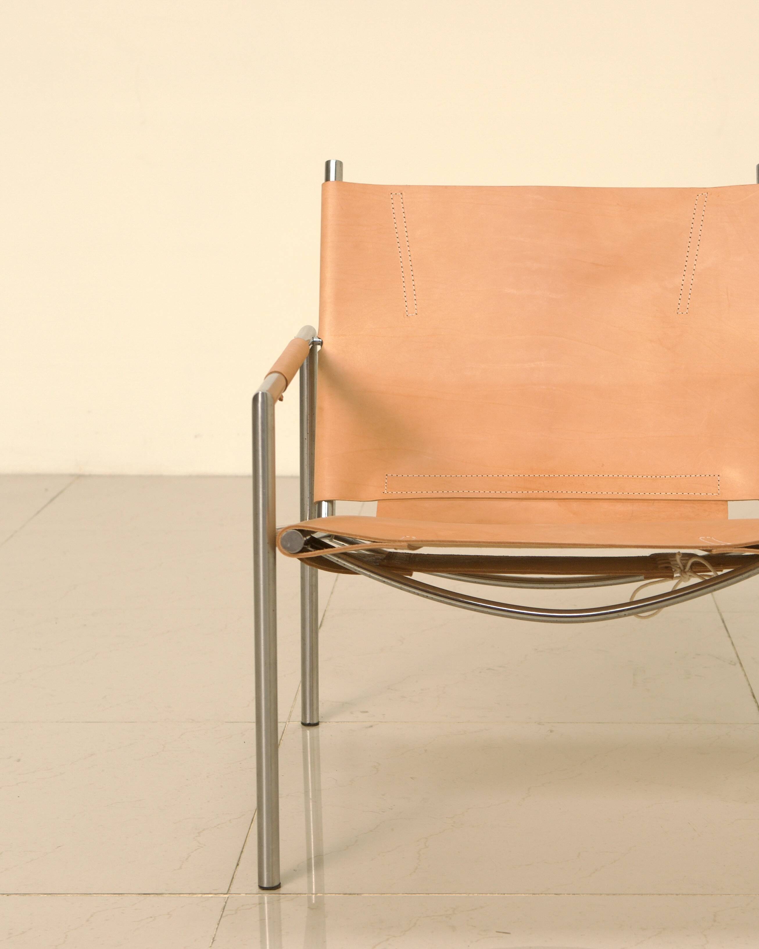 Fauteuil "SZ02" cuir beige naturel par Martin Visser pour Spectrum 00's